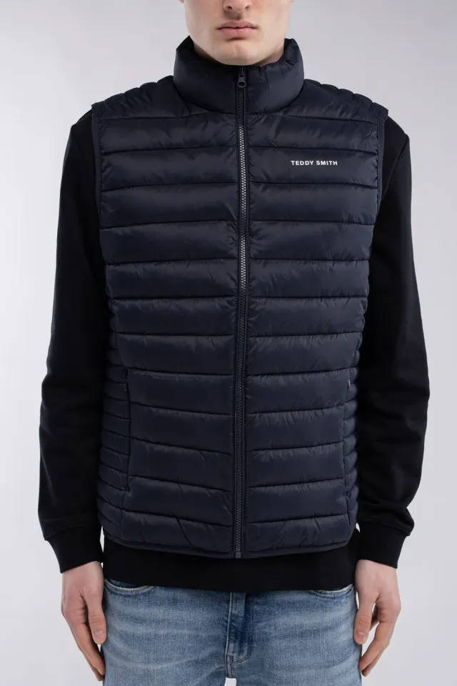 Teddy Smith B-Terry gilet blu navy trapuntato leggero