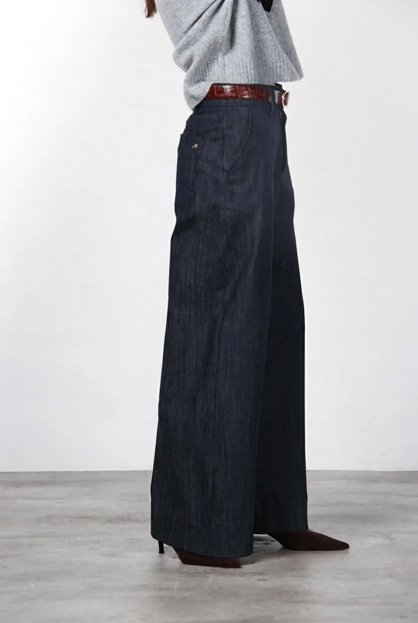 Mason's New York Wide chino denim blu navy wide leg