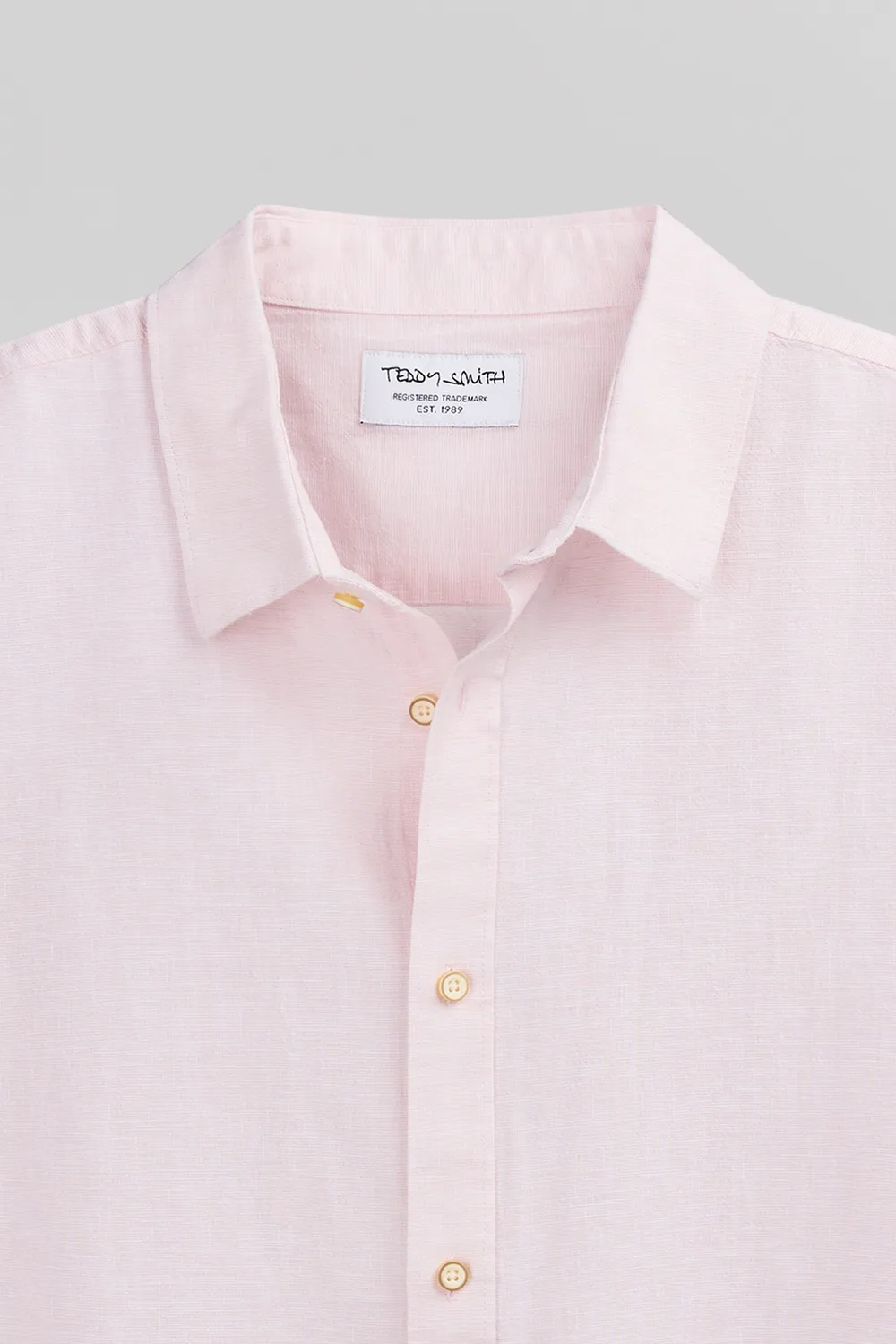 Teddy Smith C-Pietro MC camicia rosa pastel lino cotone