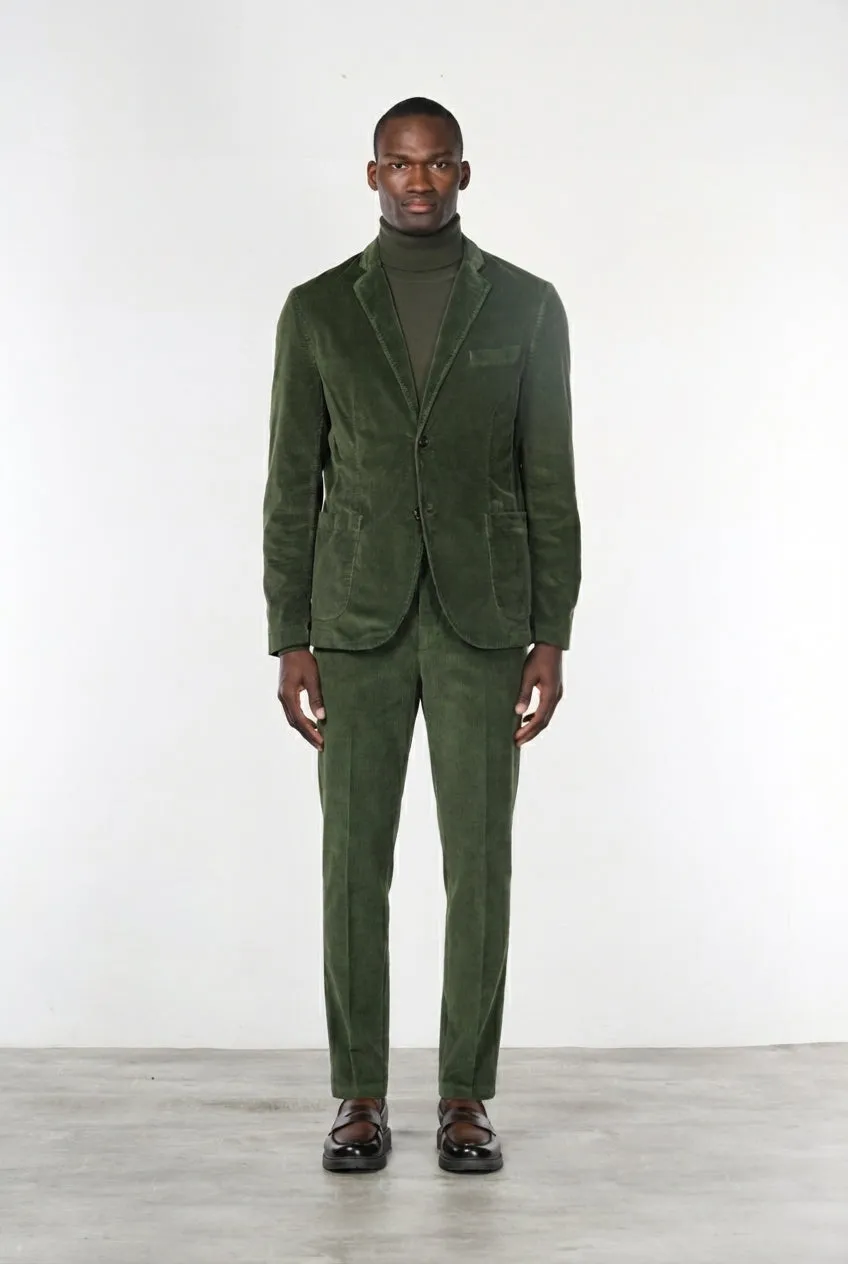 Mason's Tiziano blazer uomo velluto verde regular