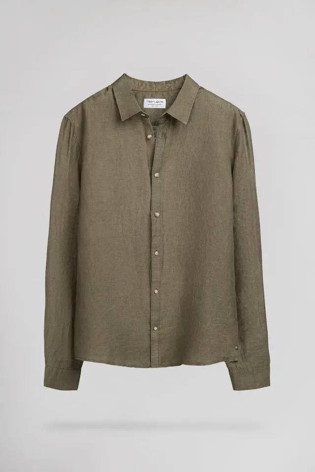 Teddy Smith C-Linen camicia uomo kaki 100% lino
