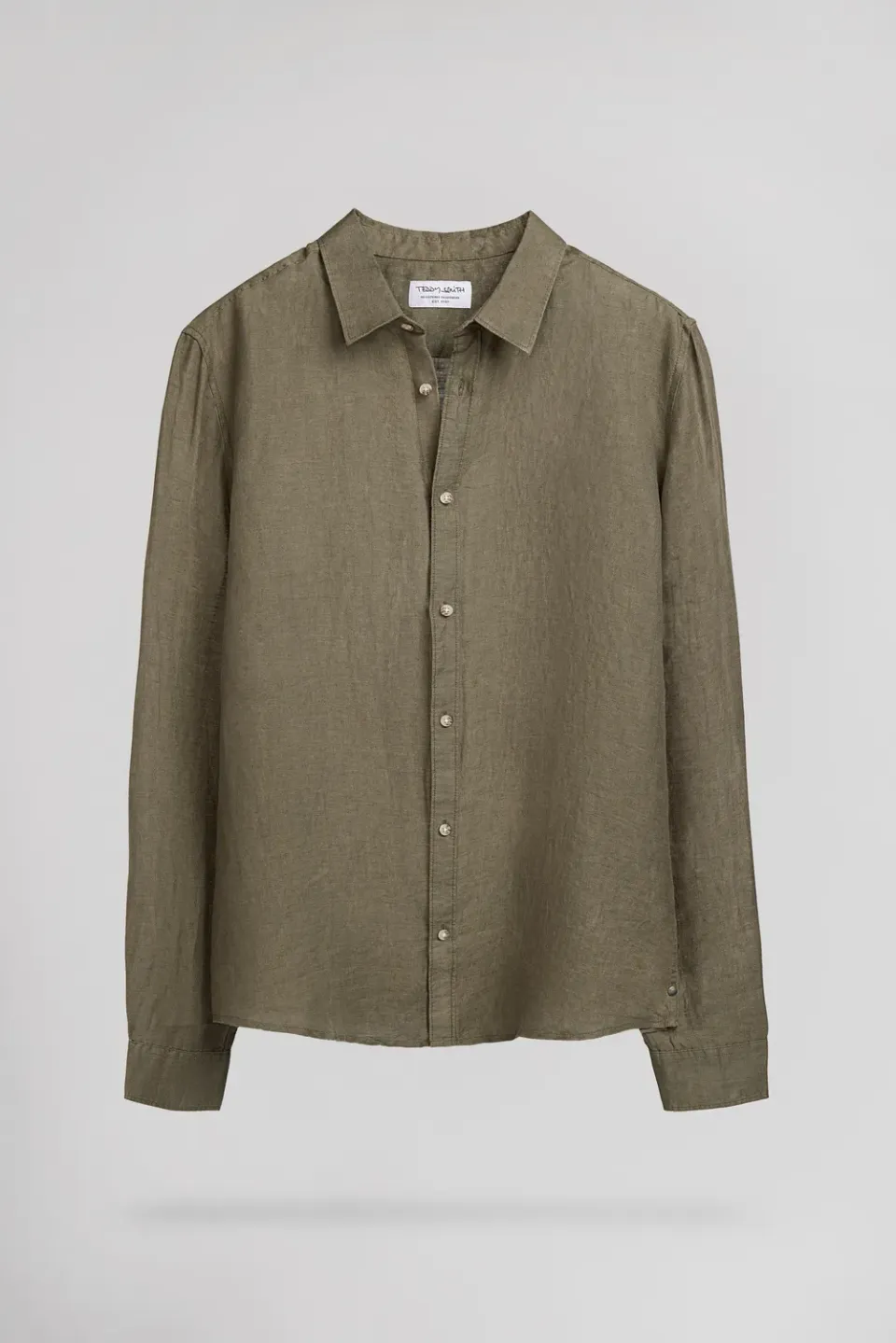Teddy Smith C-Linen camicia uomo kaki 100% lino