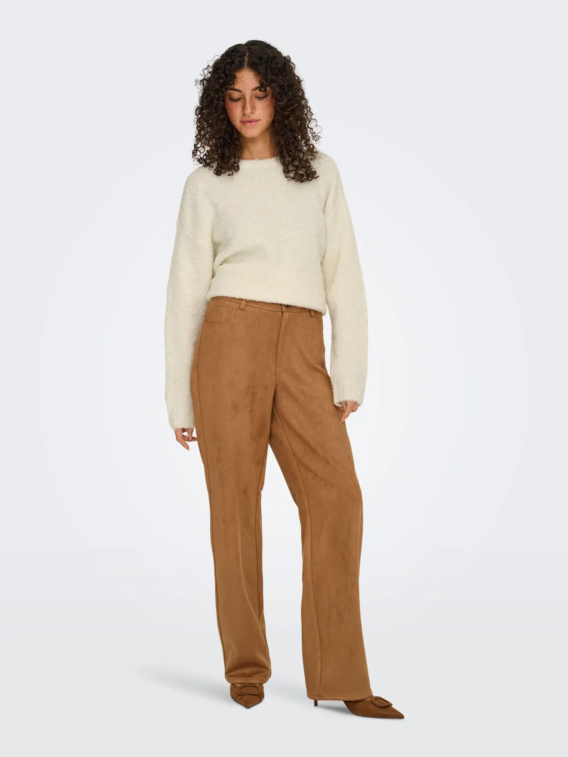 ONLY Onlina pantaloni faux suede Nuthatch M x 32