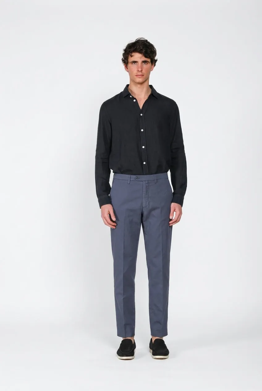 Mason's Torino camicia uomo in lino blu notte