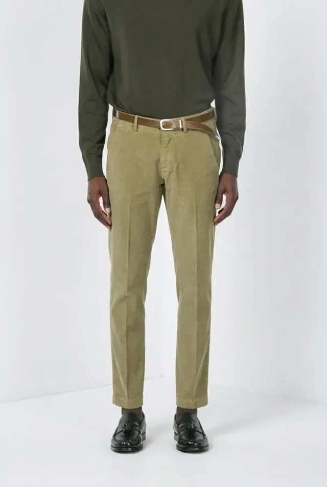 Mason's Torino pantalone chino verde salvia velluto 1000 righe