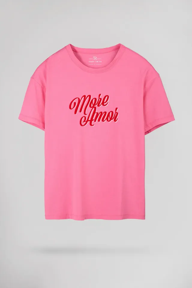 Teddy Smith T-Rose MC t-shirt oversize rosa bubble cotone