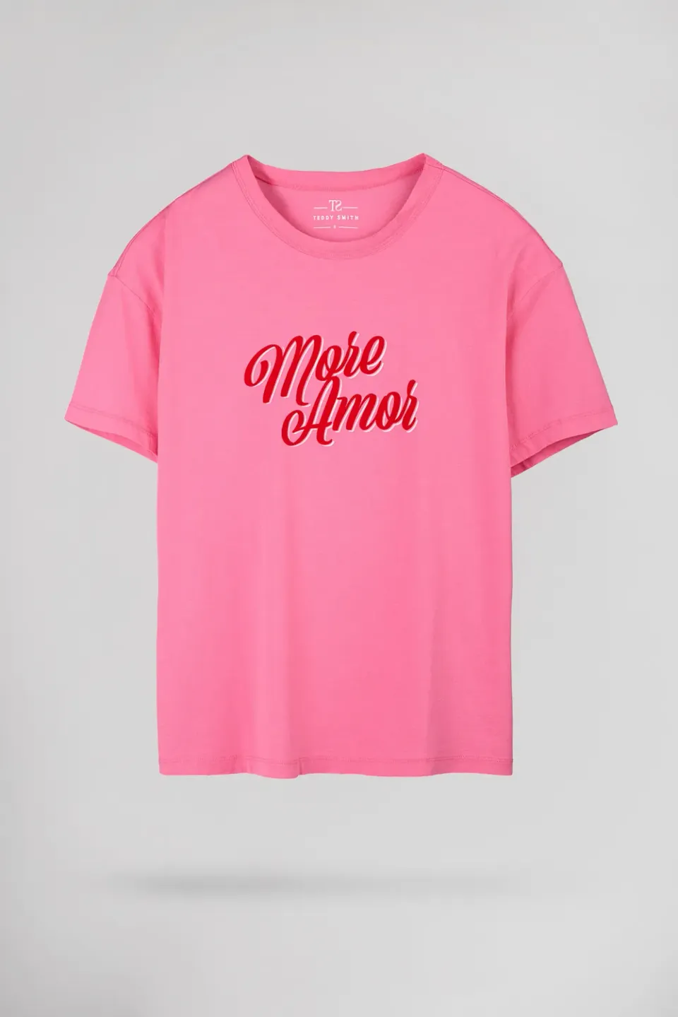 Teddy Smith T-Rose MC t-shirt oversize rosa bubble cotone