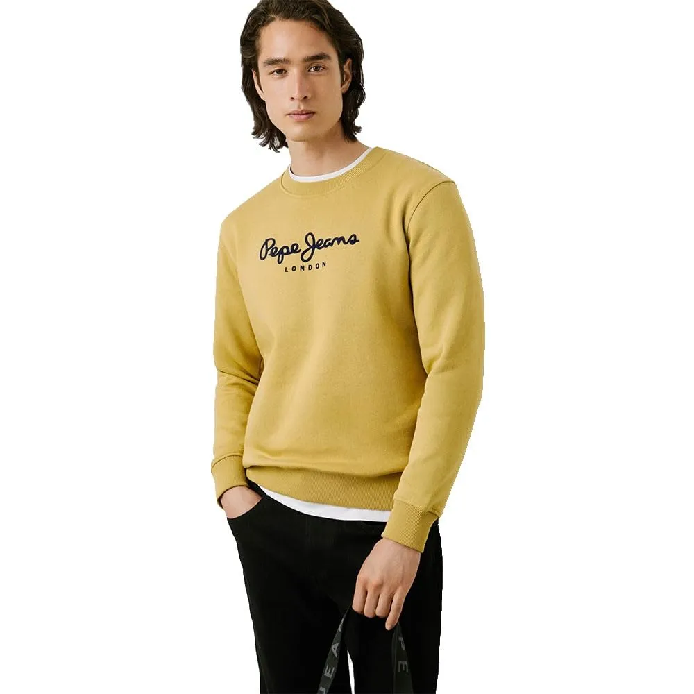 Pepe Jeans Macbeth Plain Crew Felpa Uomo Gialla Logo Grande