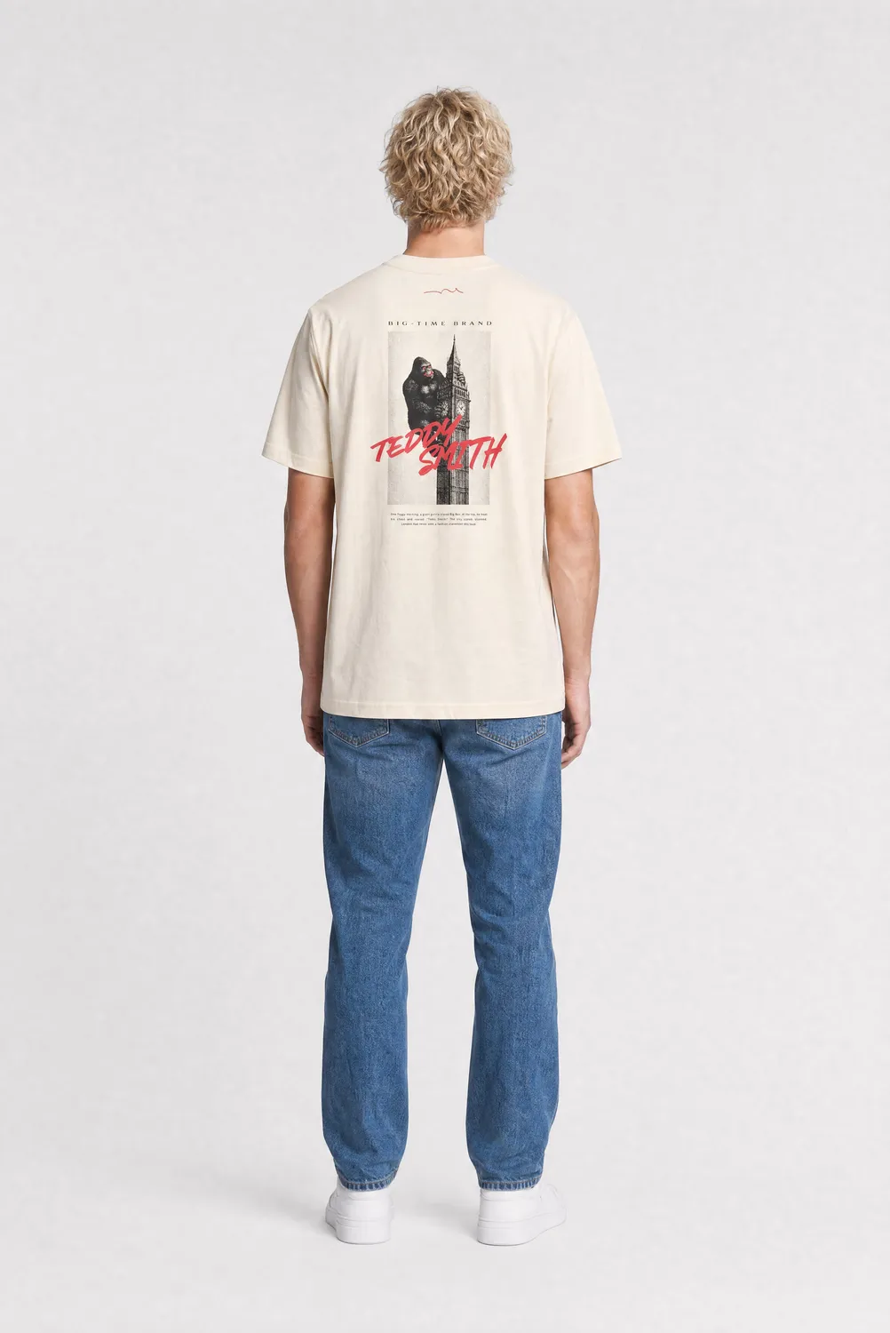 Teddy Smith T-Bigben T-Shirt Uomo Cream Stampa Grafica Cotone