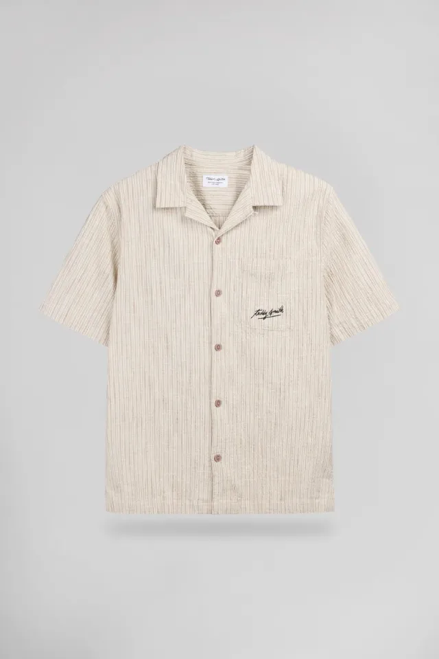 Teddy Smith C-Elvis Worker Beige camicia uomo seersucker