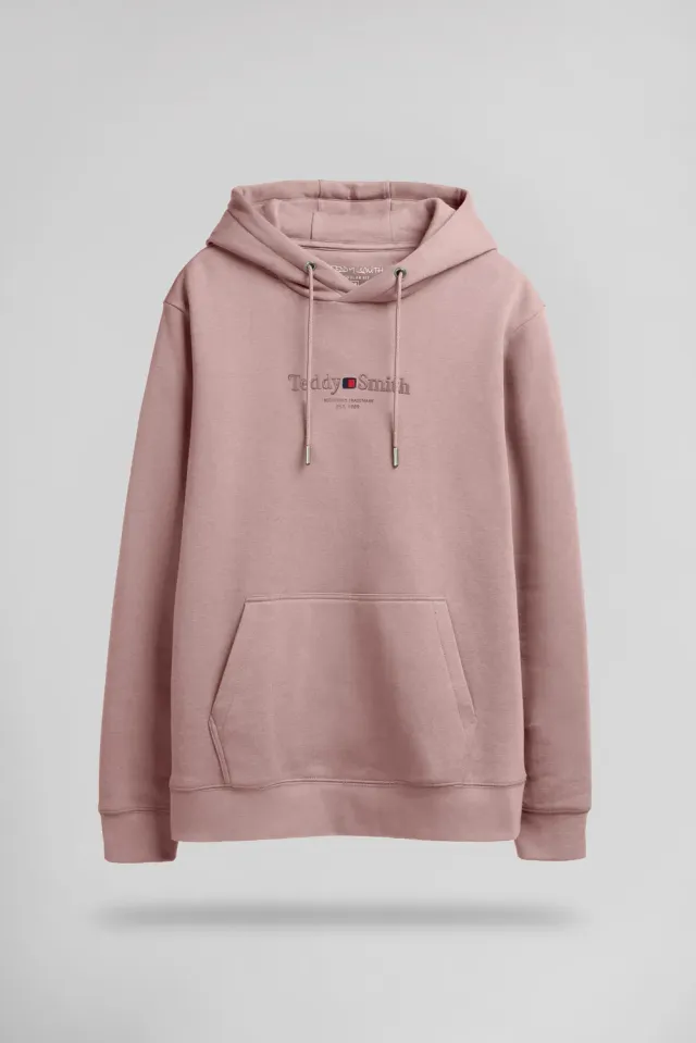 Teddy Smith S-JIM Hoody Felpa Cappuccio Uomo Wood Rose