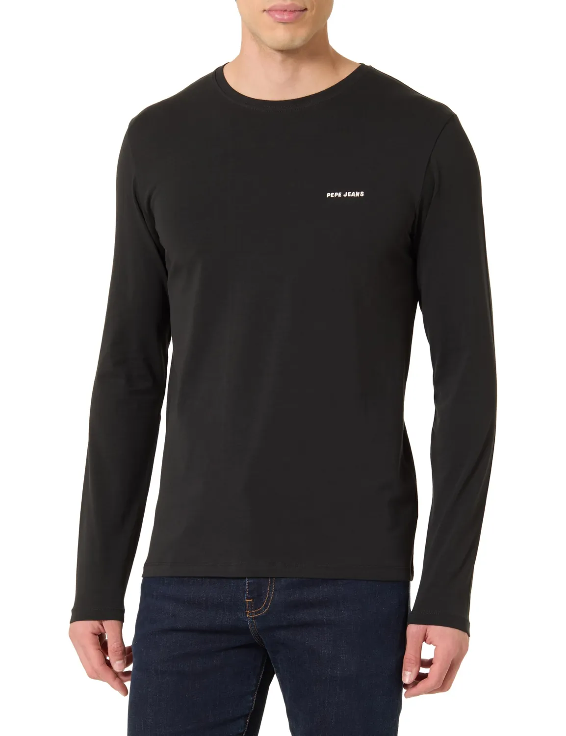 Pepe Jeans Basic Logo Stretch T-shirt Uomo Manica Lunga Bianca