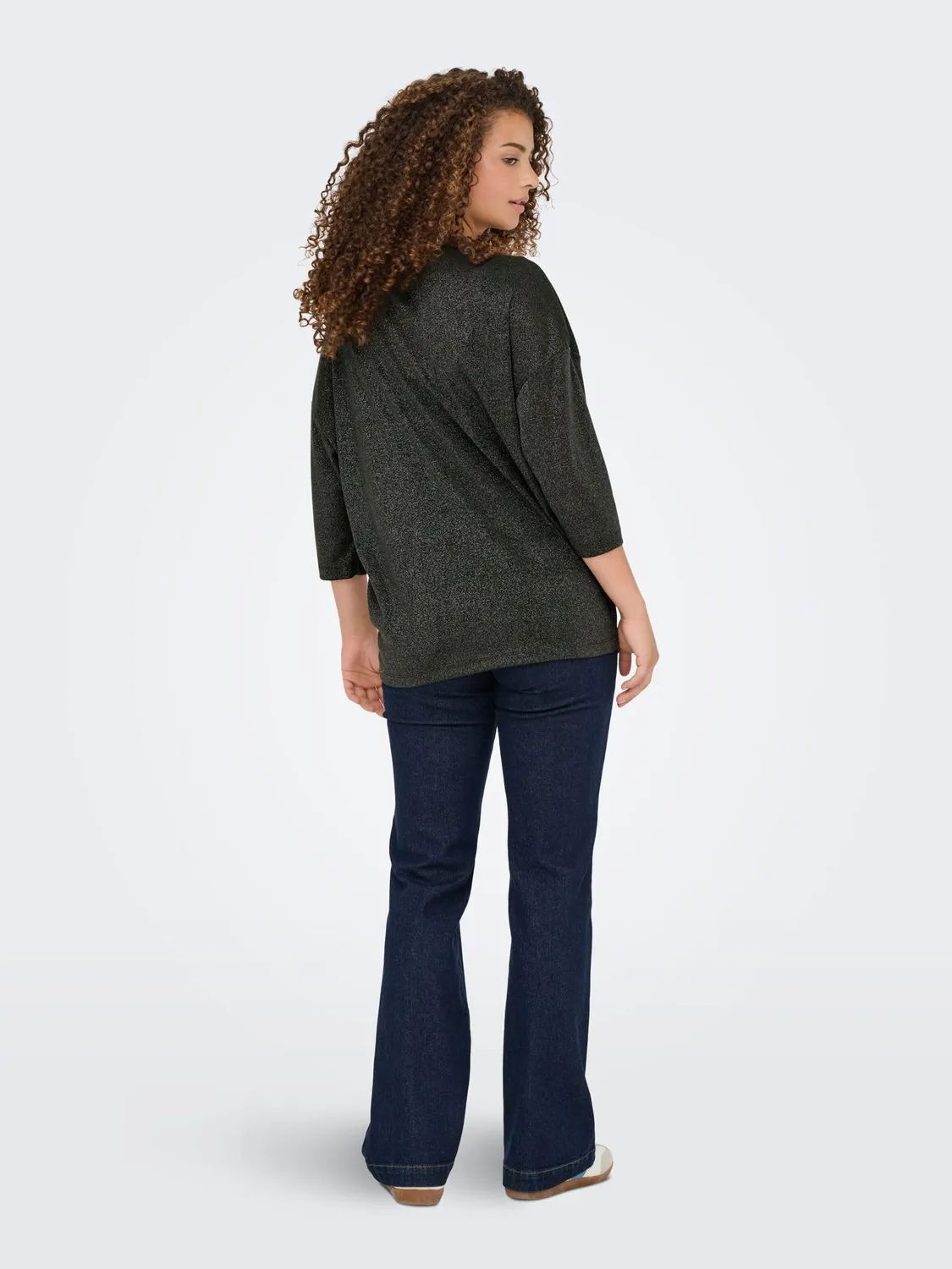 ONLY Onlsilvery Glamour top lurex 3/4 nero S