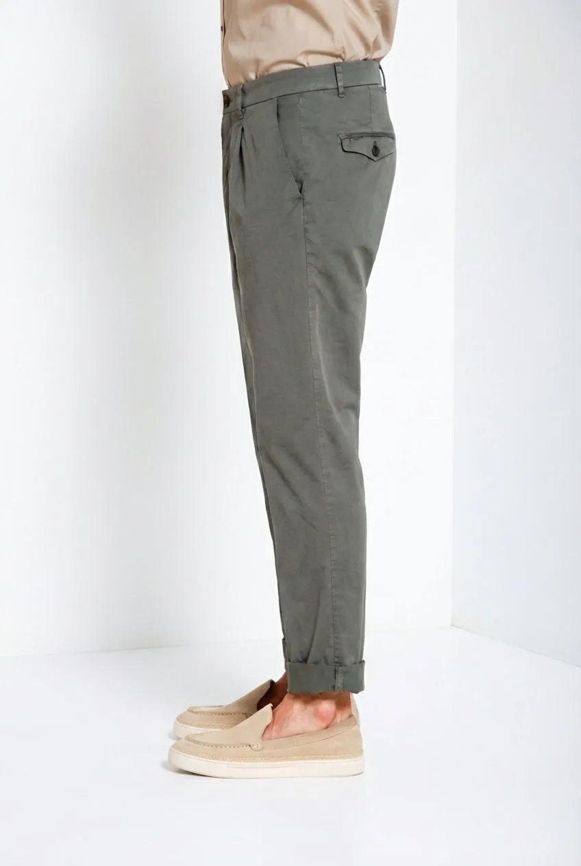 Mason's Boston Pinces chino uomo verde gabardina stretch