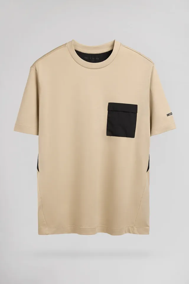 Teddy Smith T-Fergus MC T-Shirt Beige Poche Nylon