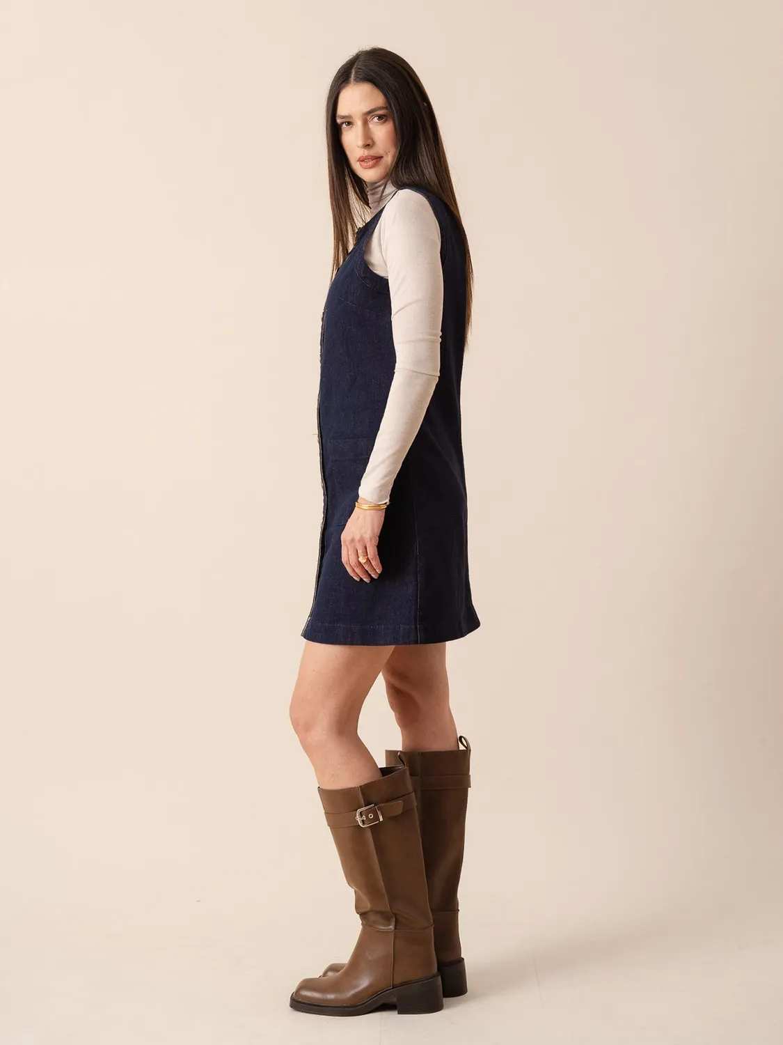 Oraije Ricci vestito cotone grezzo bottoni