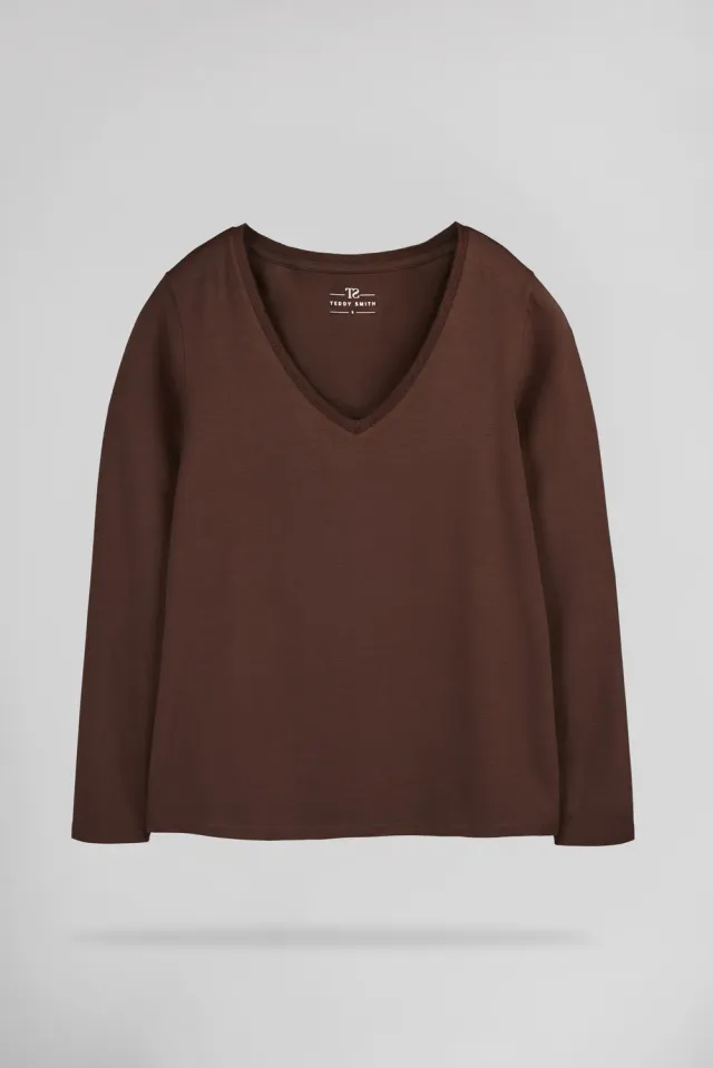 Teddy Smith T-Miana ML T-shirt Donna Cioccolato