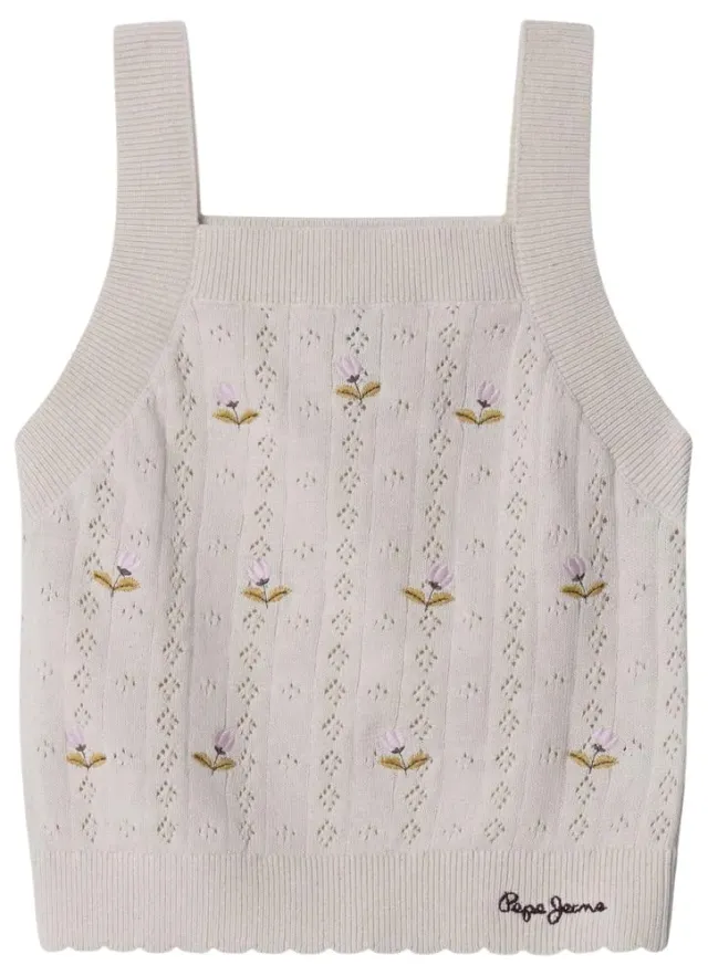 Pepe Jeans Fancy Top Bambina 10 Anni Maglia Fiori Canotta