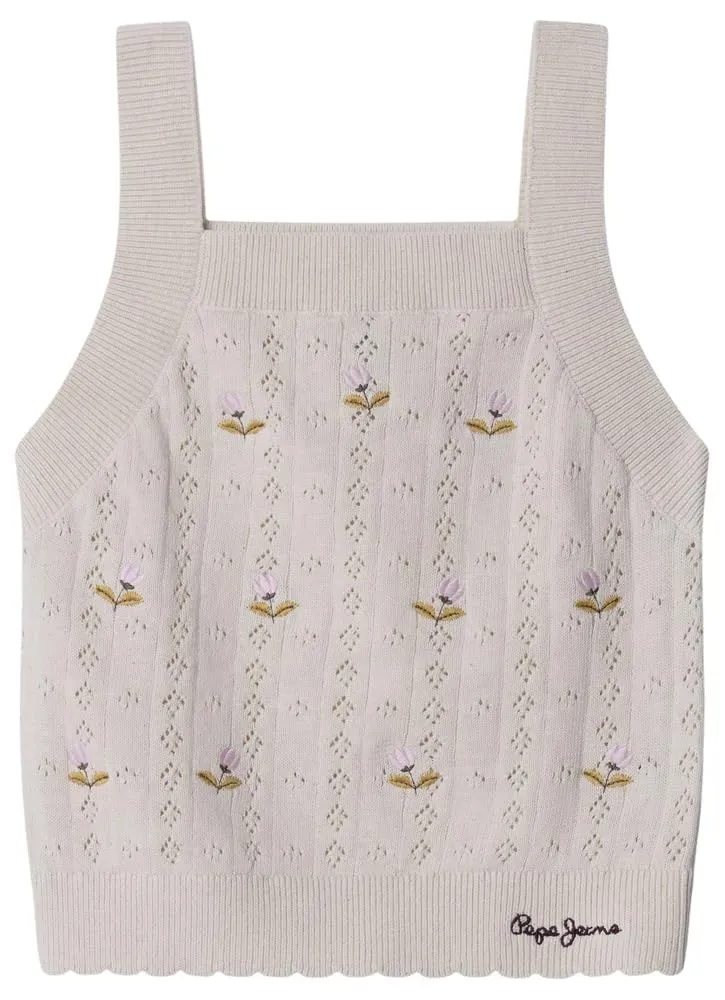 Pepe Jeans Fancy Top Bambina 10 Anni Maglia Fiori Canotta
