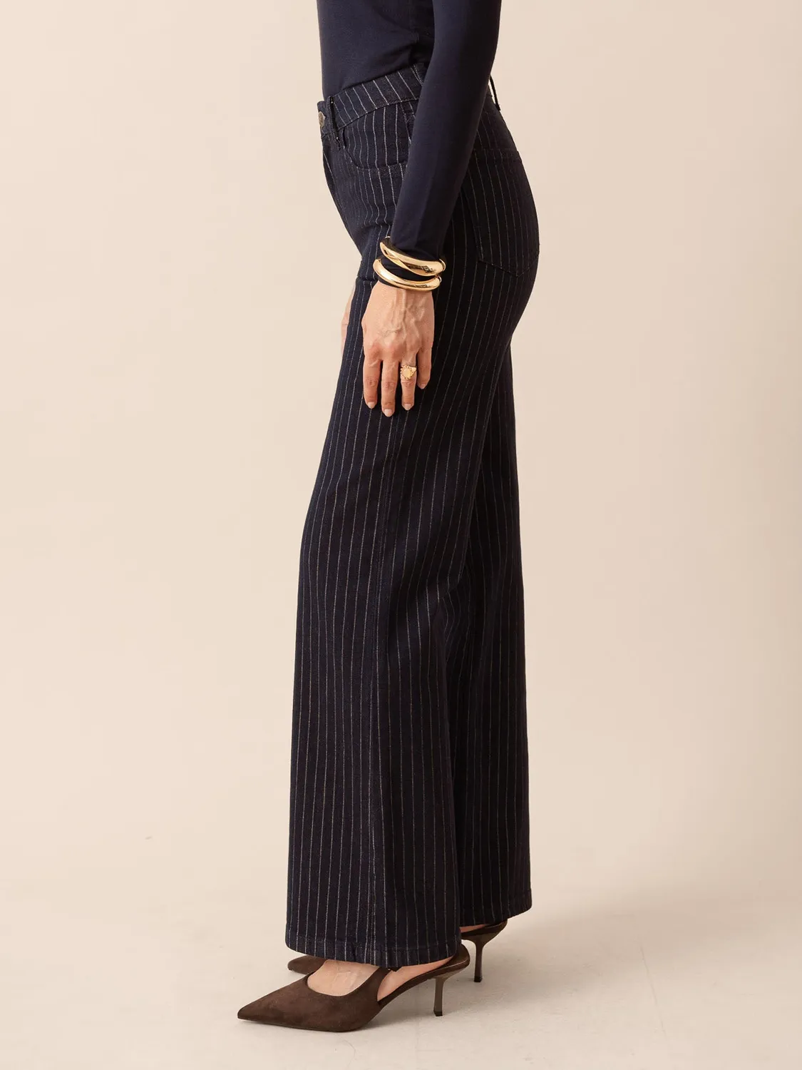 Oraije Gabriel jeans wide rigato grezzo