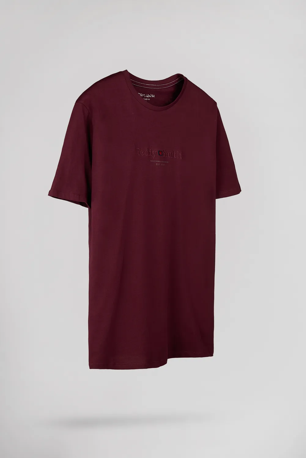 Teddy Smith T-Jim MC t-shirt uomo bordeaux rilievo petto