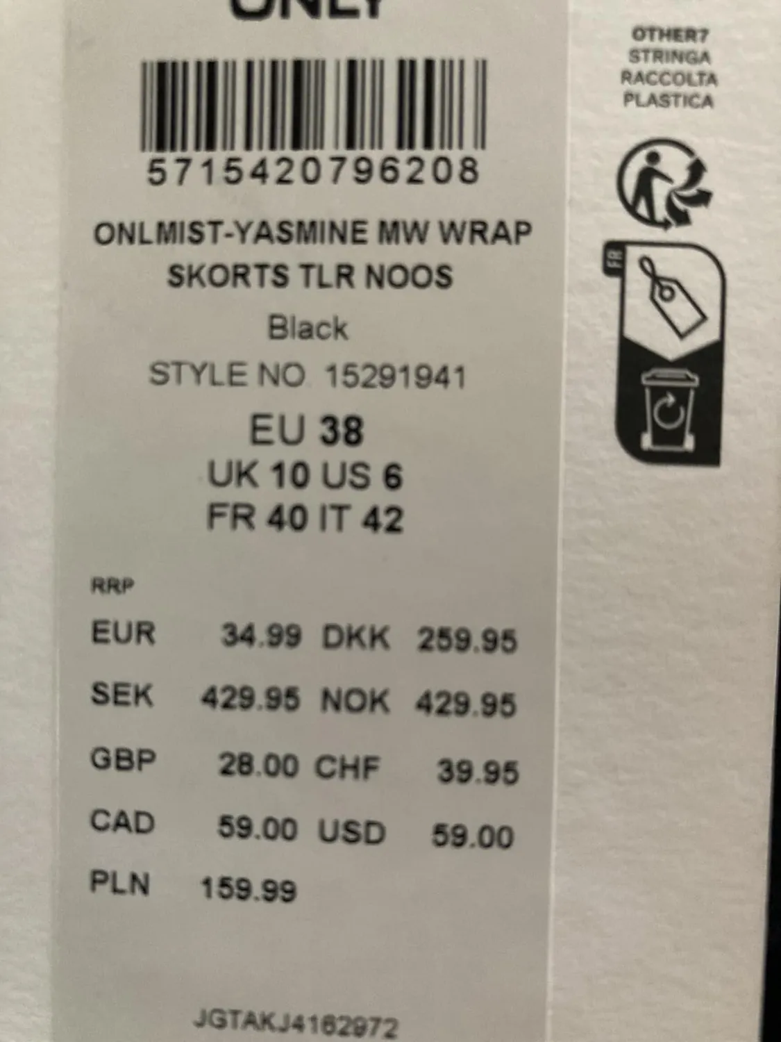 ONLY Yasmine gonna pantalone donna 36 minigonna
