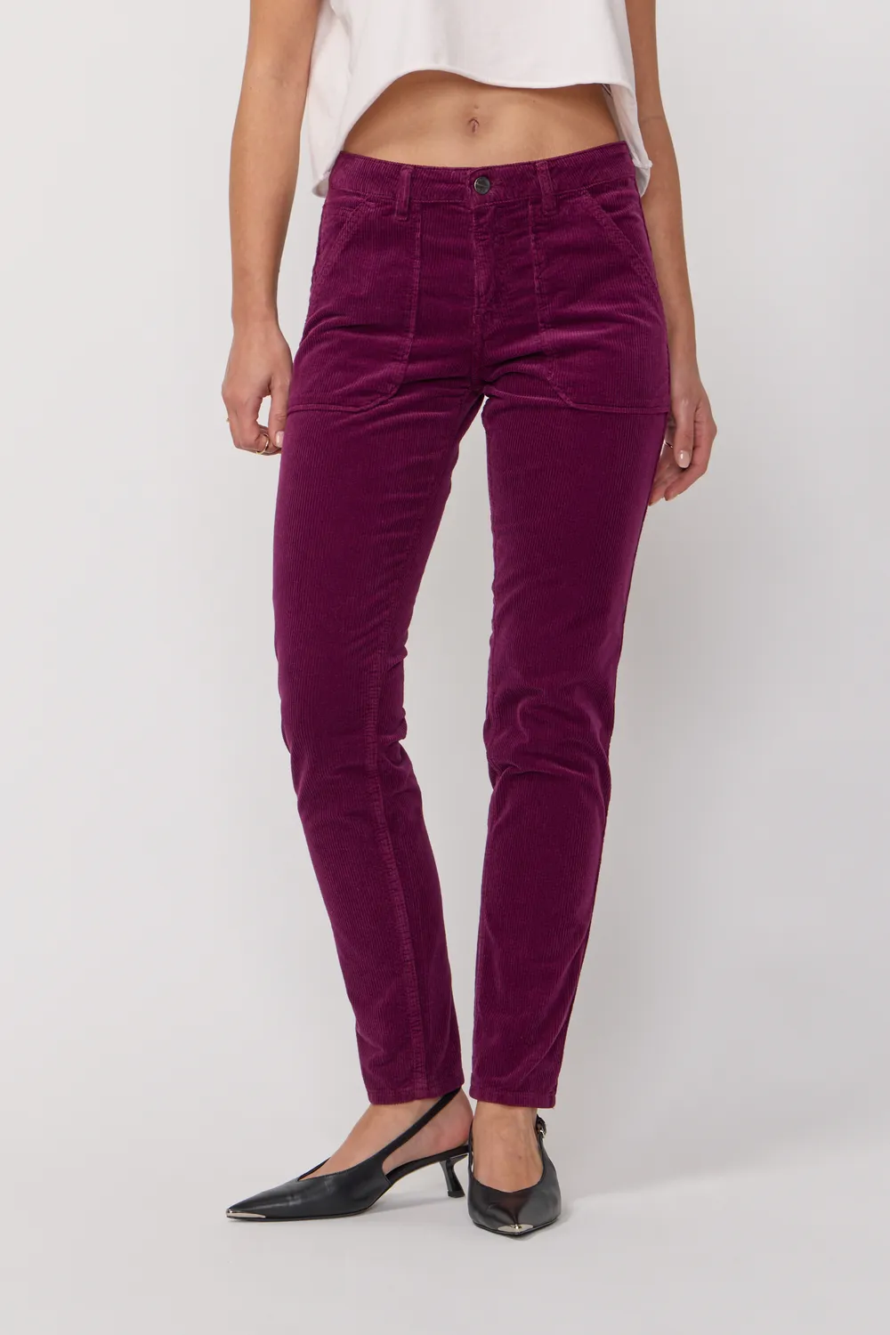 Acquaverde Pierce Figue pantalone velluto mid-rise