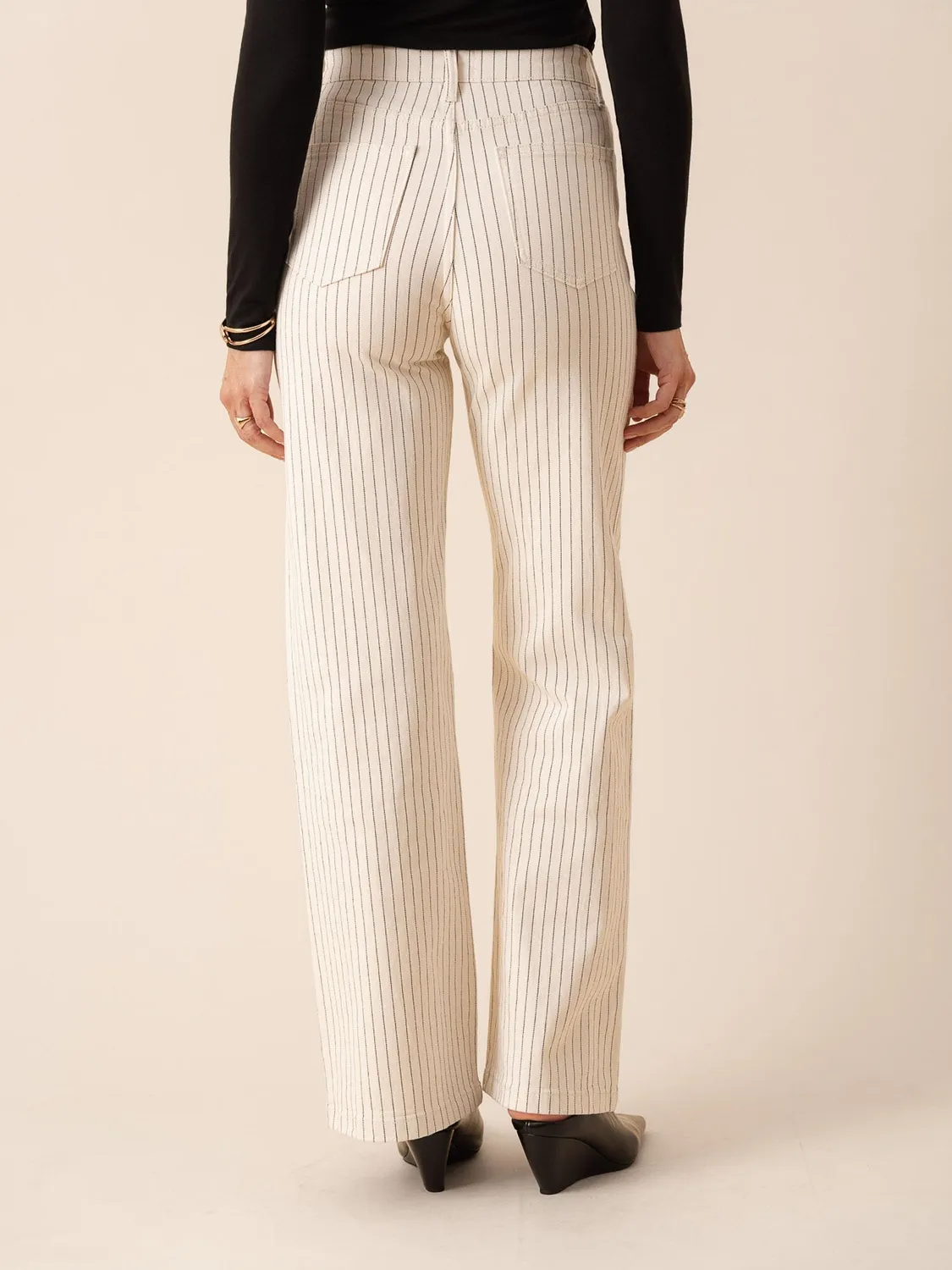 Oraije Gabriel jeans wide rigato naturale