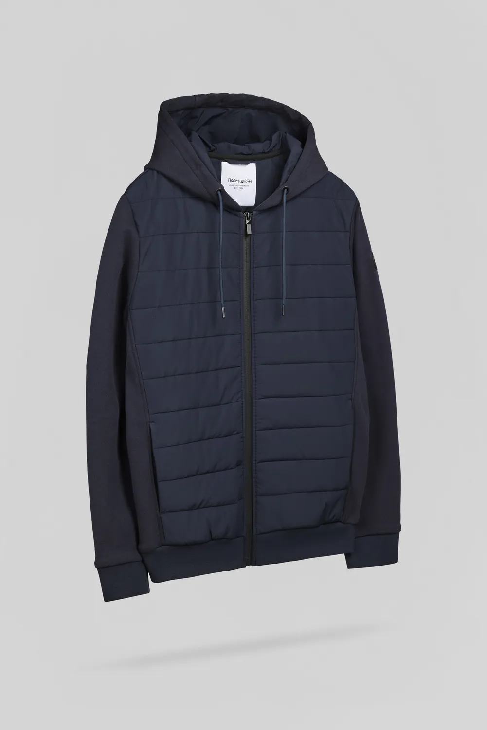 Teddy Smith G-Leon Zip Gilet Uomo con Cappuccio Blu Trapuntato