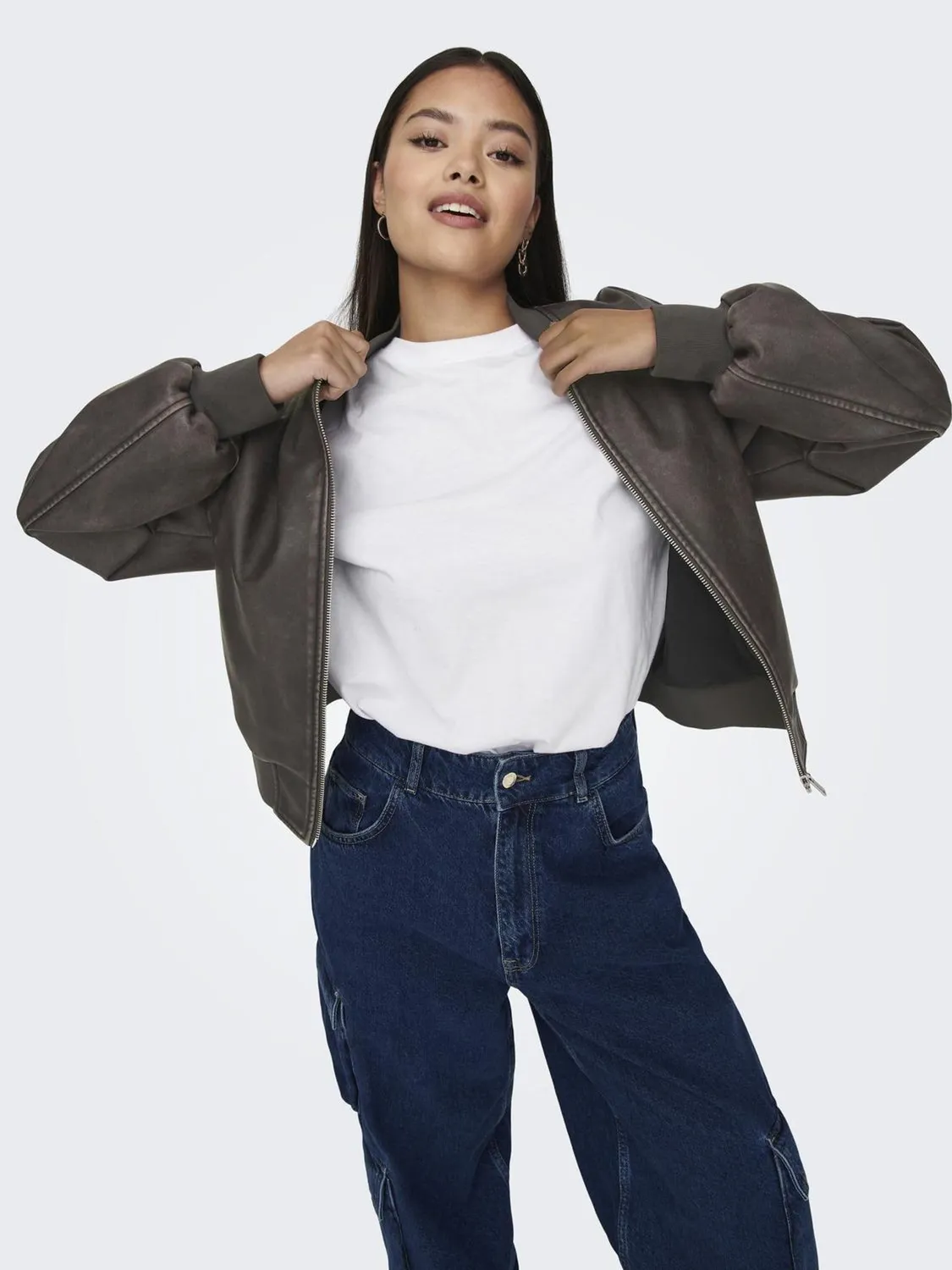 ONLY ONLJANE bomber ecopelle XS marrone cioccolato