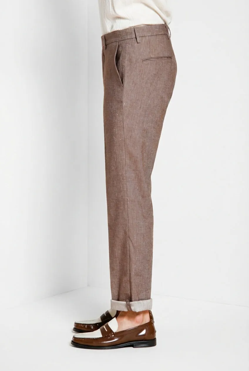 Mason's Boston pantalone chino uomo tortora lino relaxed