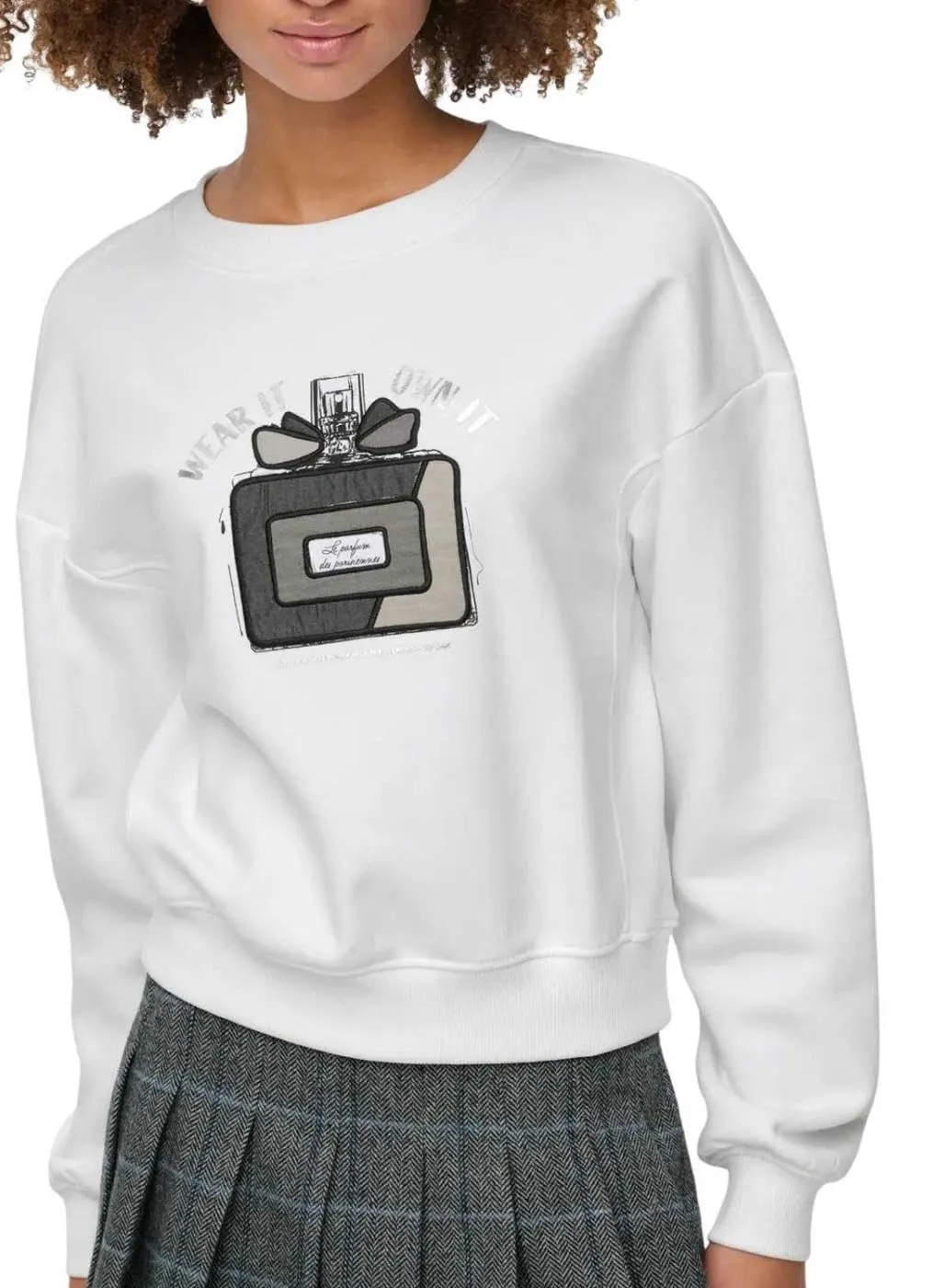 ONLY Onlemily felpa stampa denim bianca S