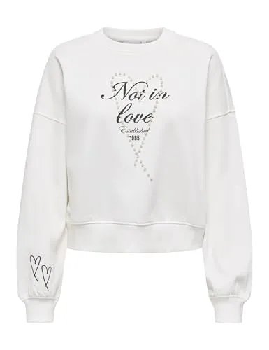ONLY Onlkiara L/S O-Neck Pearl Swt felpa nera perle