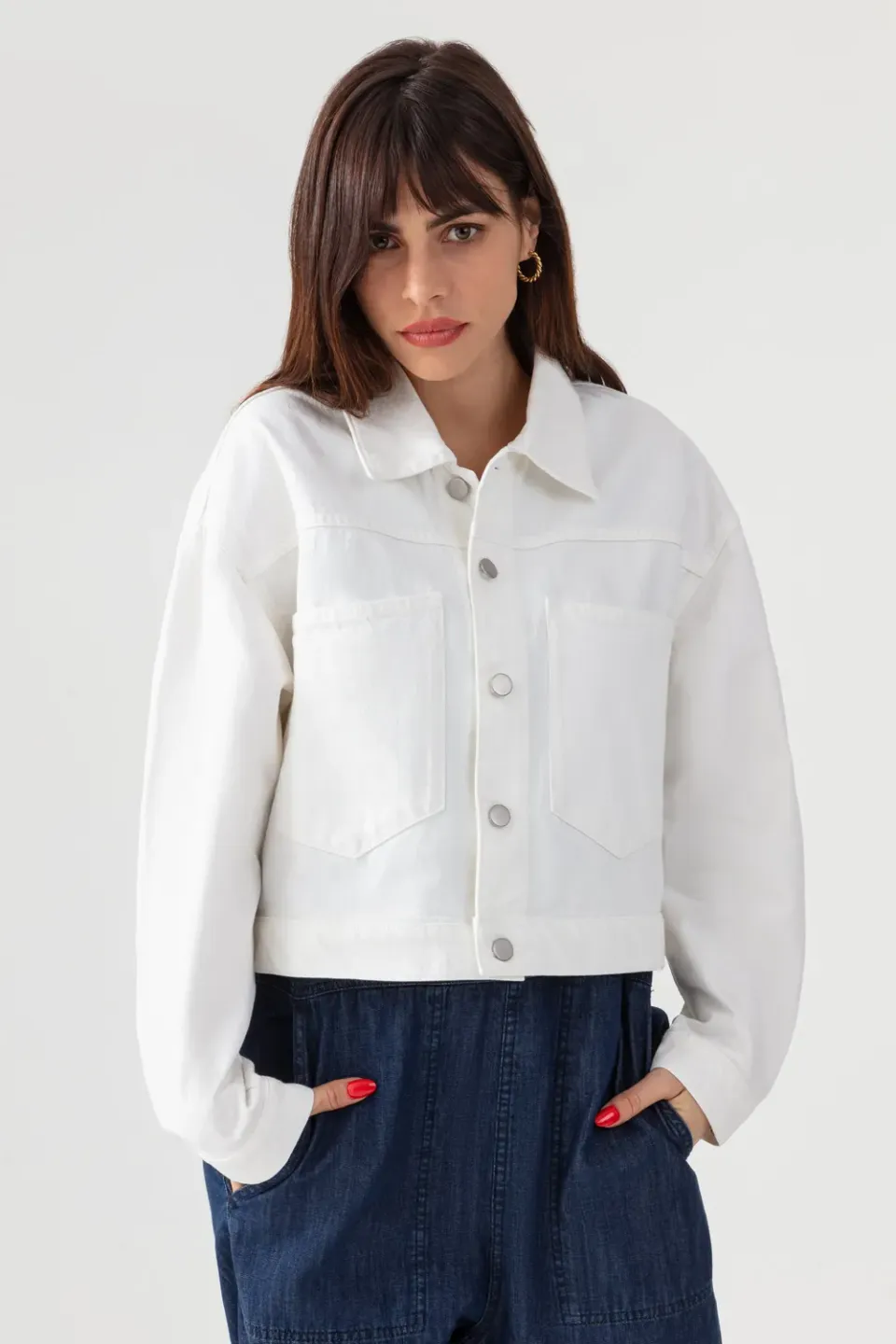 Acquaverde Dean Off White giacca jeans corta