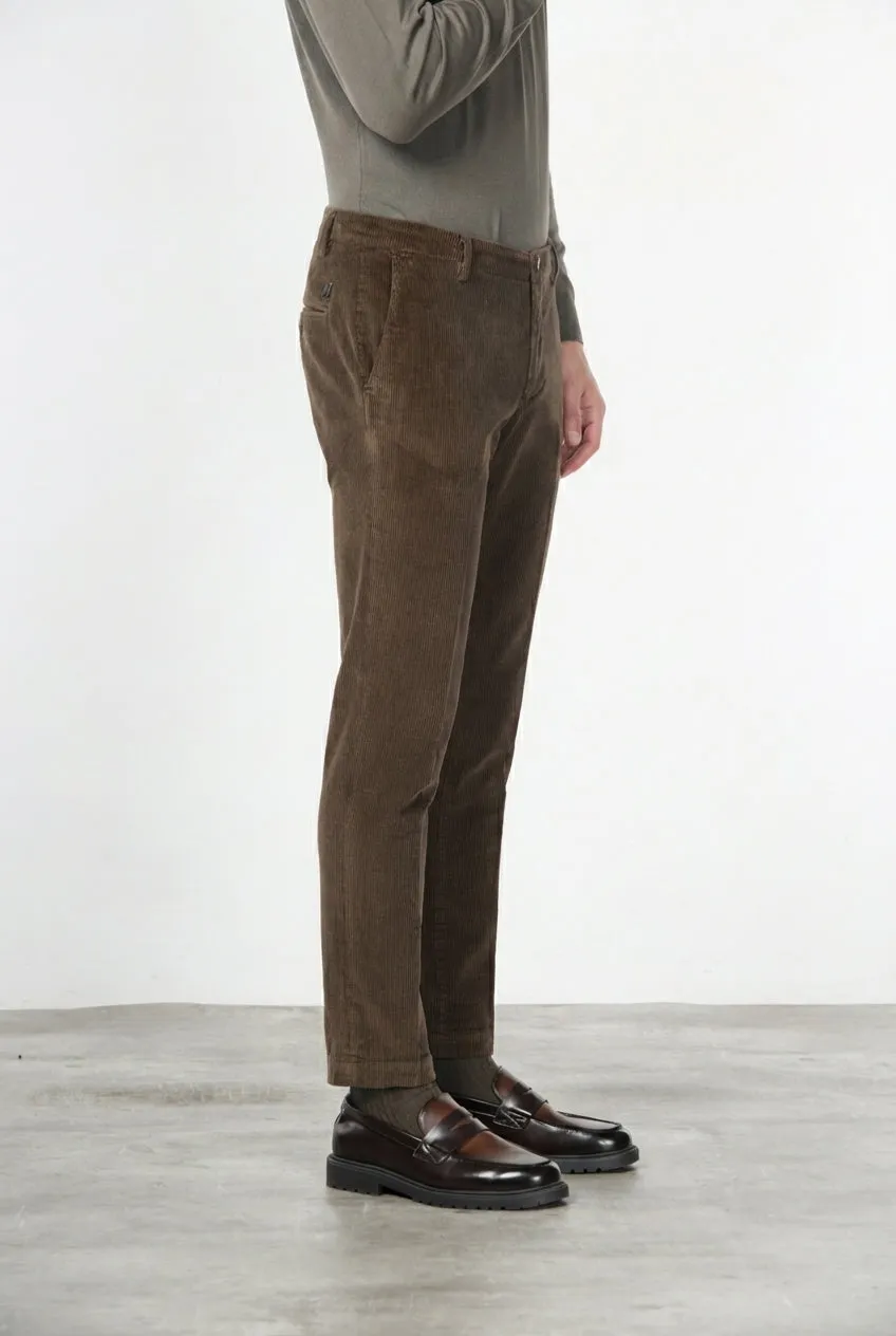 Mason's Milano chino uomo velluto marrone extra slim 500 righe