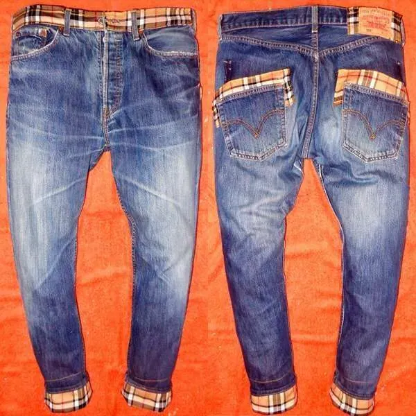 Levi's Vintage Burberry jeans con tessuto remake tasche