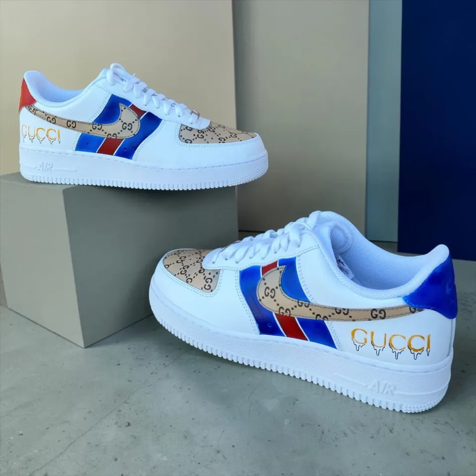 Nike Air Force 1 Gucci Blue sneakers dipinte a mano