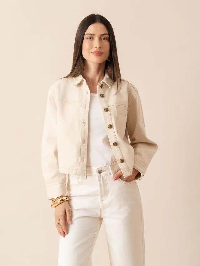Oraije Calista giacca jeans corta beige naturale