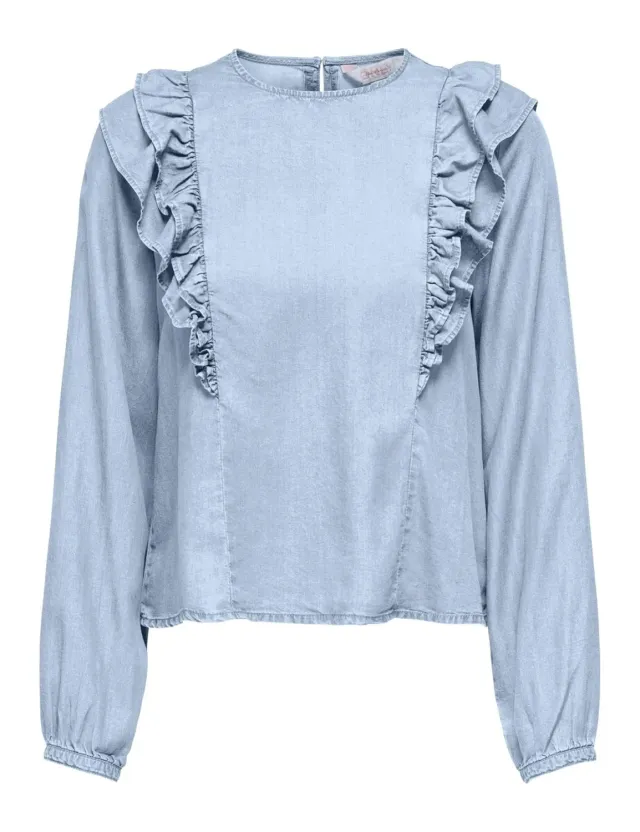 ONLY Onlcharis Life Frill top mix blu chiaro