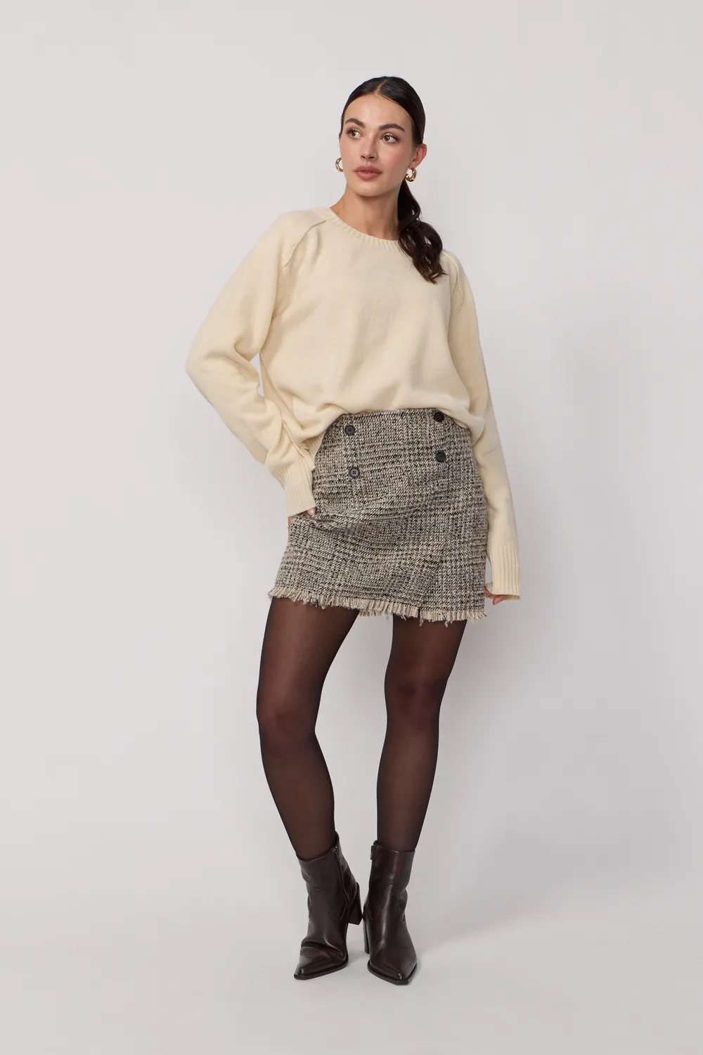 Acquaverde Lulla gonna tweed a quadri corta
