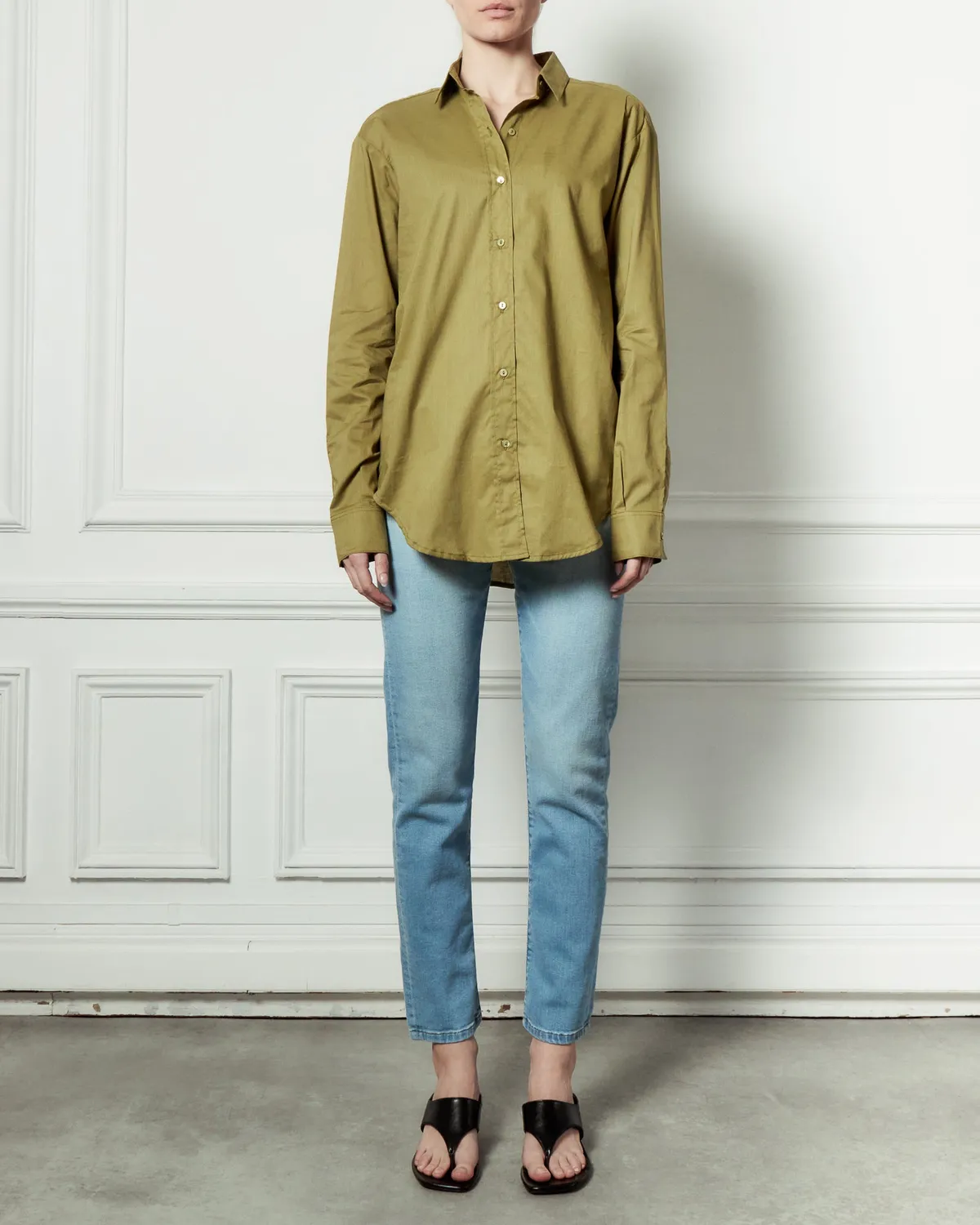 Acquaverde White Shirt Camicia Kaki Popeline Oversize