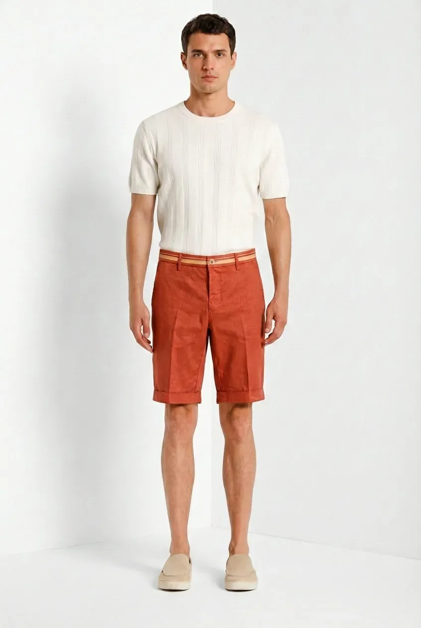 Mason's Torino Oxford bermuda chino mattone slim lino
