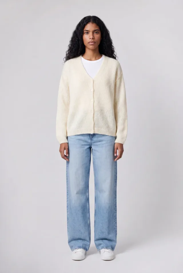 Teddy Smith G-Mela Gilet donna bianco alpaca bottoni perla