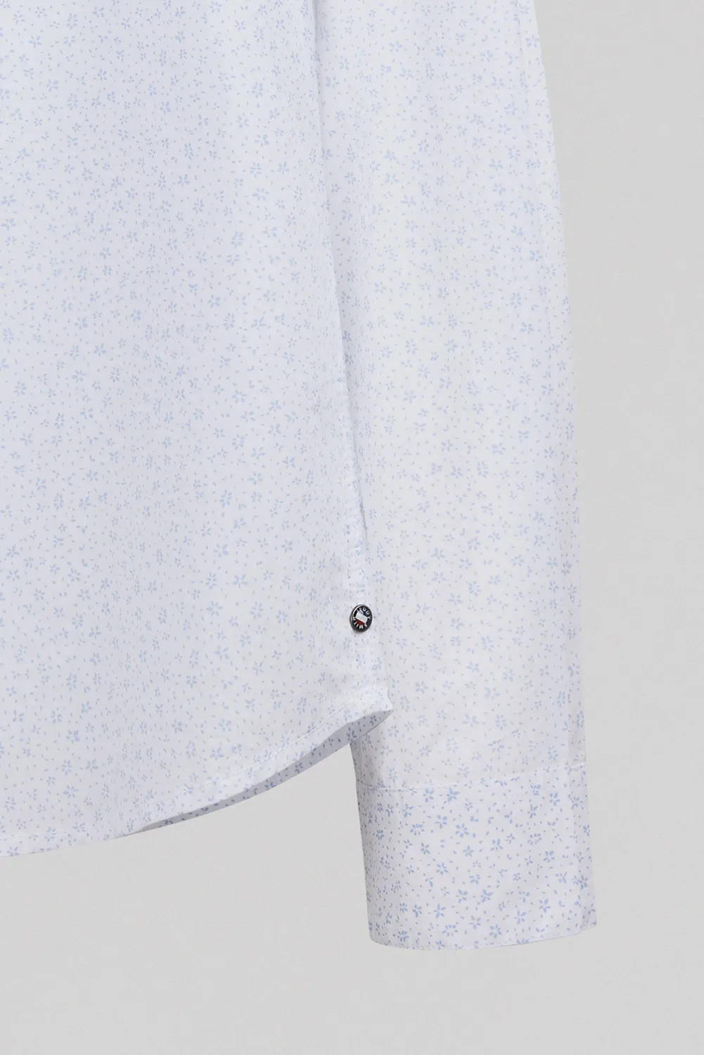 Teddy Smith Carton ML Blanc camicia slim bianco stampa blu