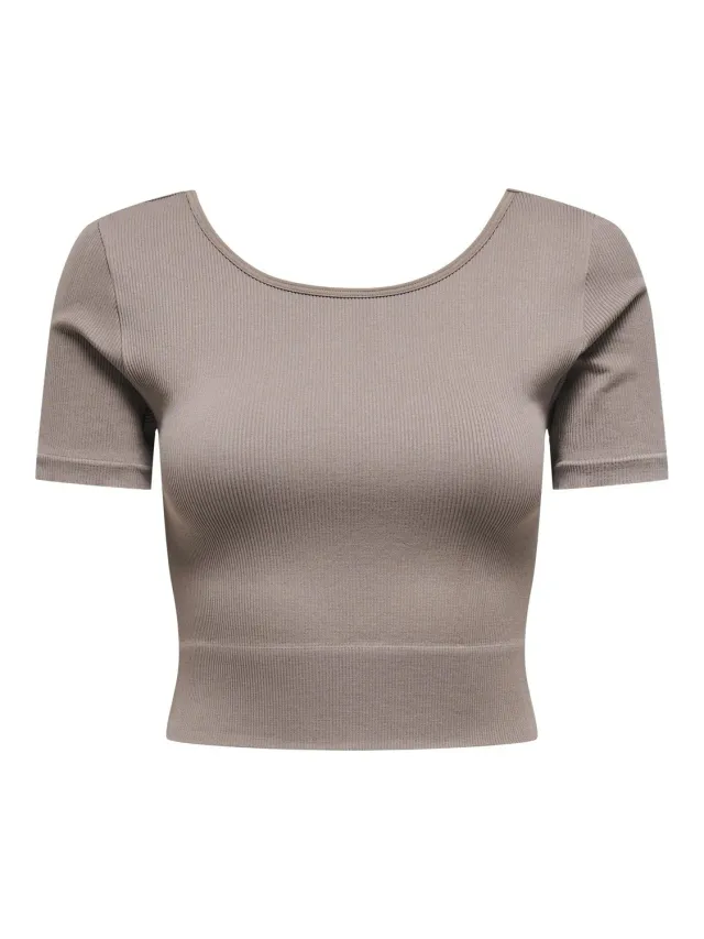 ONLY Onpjaia Life Top Crop S-M sportivo nero cuciture