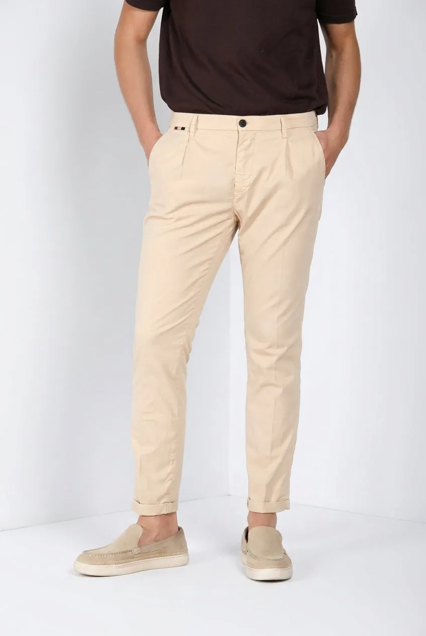 Mason's Osaka 1 Pinces chino uomo beige seta carrot