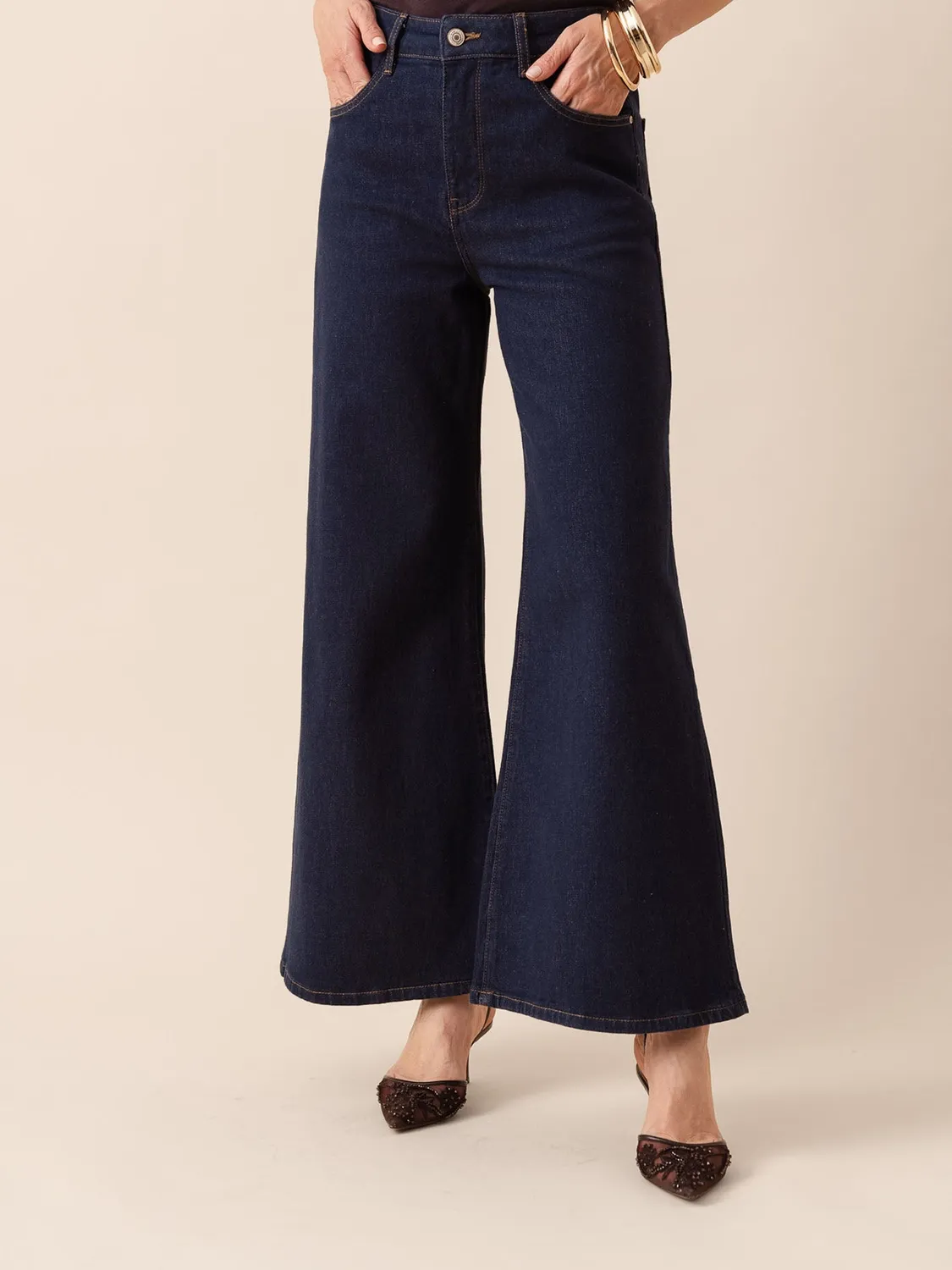 Oraije Pietro jeans palazzo donna blu brut