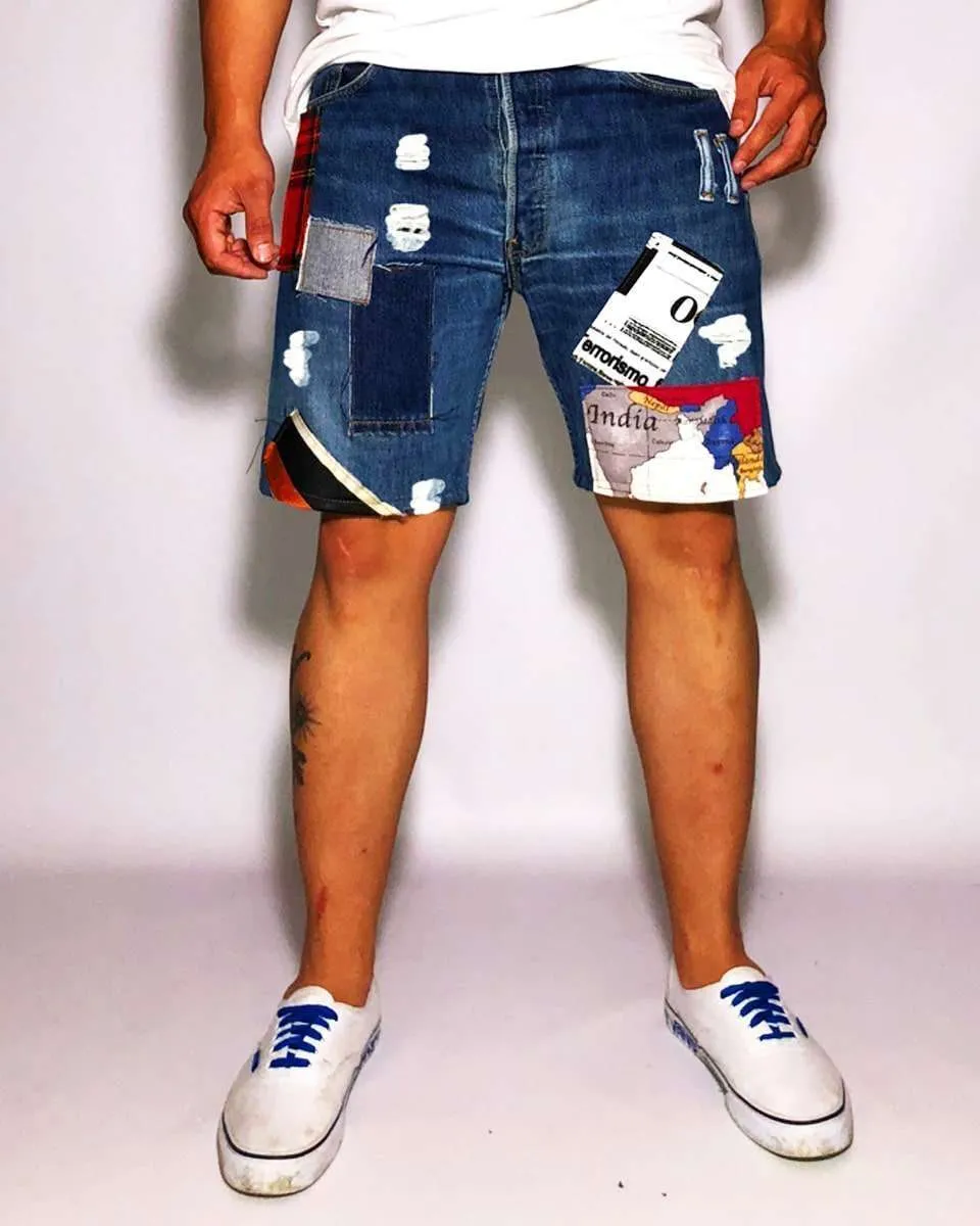 Levi's Vintage bermuda patchwork short jeans custom
