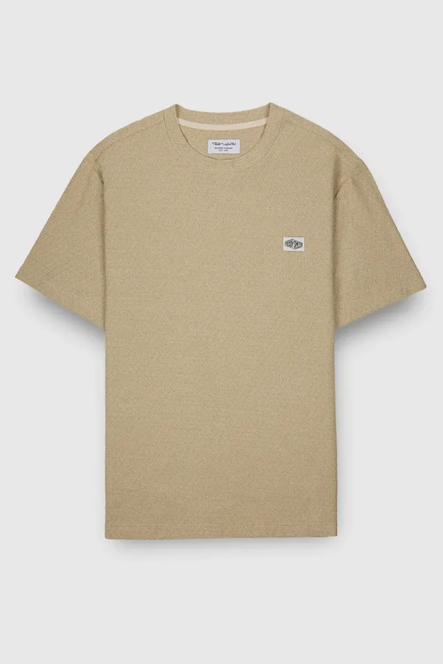 Teddy Smith T-Jed T-shirt uomo crema jacquard ampio