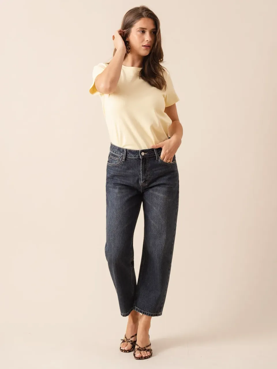 Oraije Boy jeans barrel blu scuro